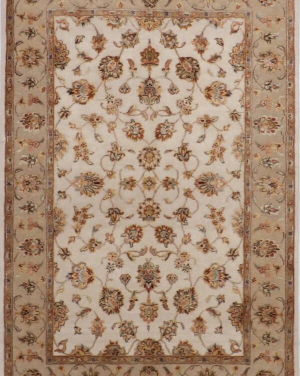 4'0 X6'0 Ivory Hand Crafted Jaipur Rug - RugsByIndia