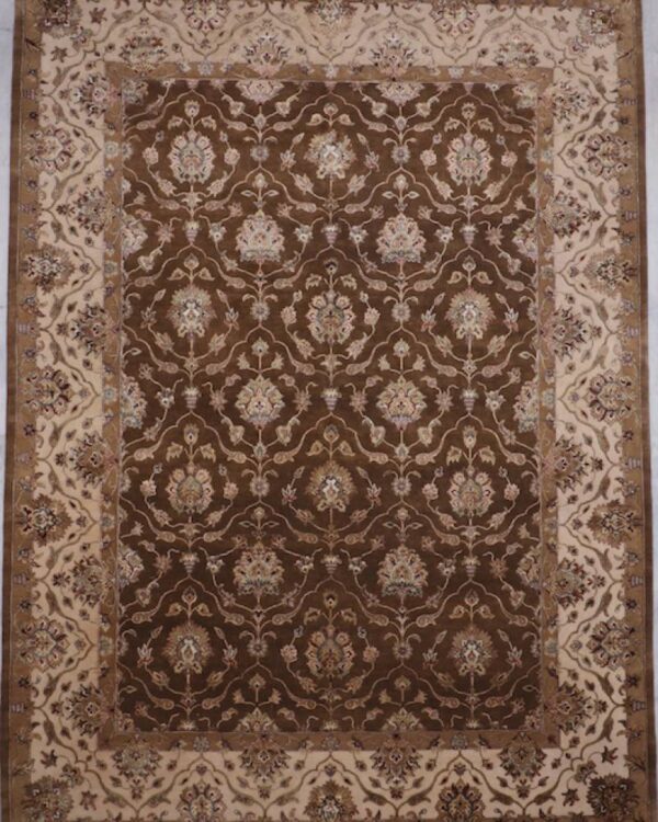 Brown Hand Knotted Jaipur Rug-9'0 X12'4