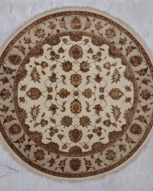 Jaipur Ivory Round Hand-Crafted 7'0 X 7'0 Rug by RugsByIndia
