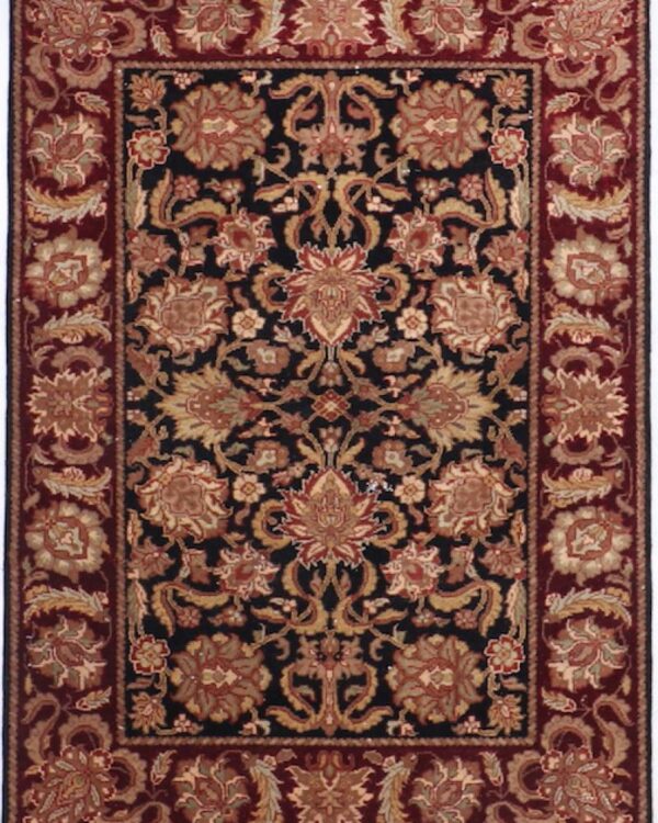 Black Hand Knotted Rug-Rugs By India